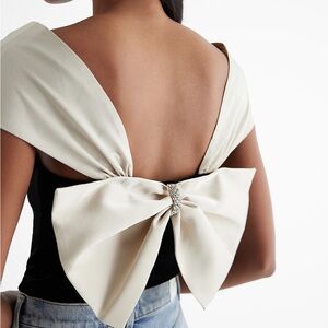 Express Black and Cream Big Bow Bodysuit Date Night/Valentine’s Day Size S